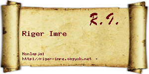 Riger Imre névjegykártya